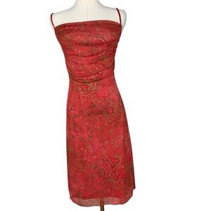 VTG 90s Byer Too Red Paisley Mesh Strappy Keyhole Back Maxi Dress Whimsigoth